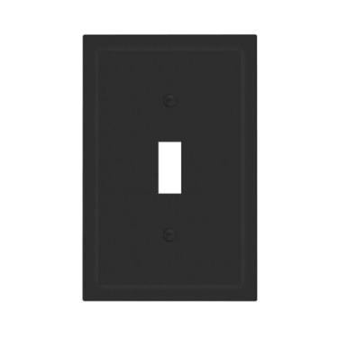 Imagem de JDAKHD Capa de interruptor de luz preta fosca moderna preta 1 Gang Single Toggle Placas decorativas de parede para tomadas elétricas, capas de placa de interruptor para casa contemporânea e industrial