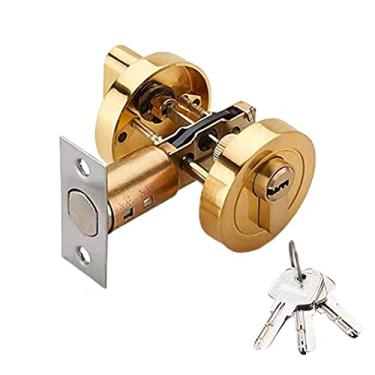 Imagem de Cilindro de liga de zinco único fechadura aberta fechadura de porta guarda de segurança parafuso morto com chaves para ferragens de porta de madeira (tamanho: A) ()