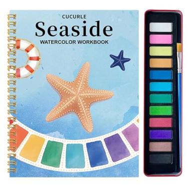 Imagem de Livro de pintura de cor de água para adultos | Conjunto de tintas de aquarela para adultos, livro de exercícios com 12 cores, kit de materiais de desenho para colorir iniciantes, adolescentes