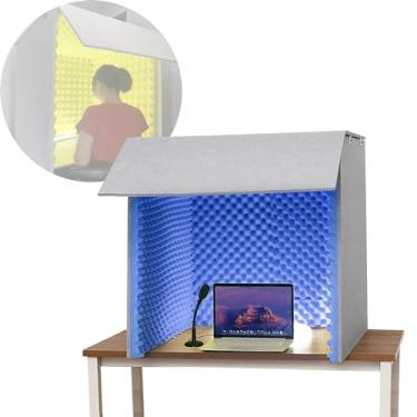 Imagem de JYXYXSCP Sala de isolamento de microfone portátil à prova de som, estúdio de gravação em casa, adequado para aprendizagem de dublagem (azul)