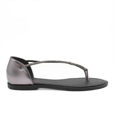 Imagem de Sandália Rasteira Zatta Brilho Fechada Lady Chumbo PRATA | #E6E6E6 34-Feminino