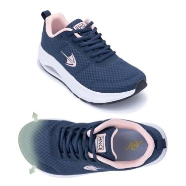 Imagem de M MGRNDL Tênis feminino de caminhada com bico largo com suporte de arco tênis ortopédico de largura larga para fascite plantar alívio da dor EUA 6-11, Bluepink, 8.5 Wide