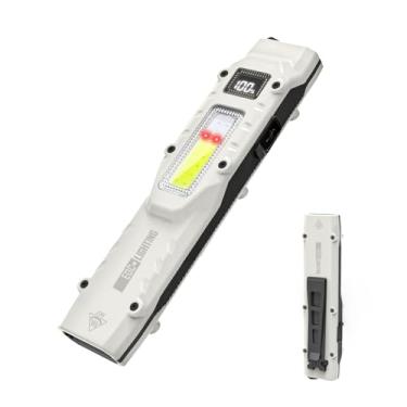 Imagem de TULIB Lanterna plana recarregável, lanterna tática EDC de 1.200 lm, fonte de luz dupla de 13 modos, lanterna de bolso com clipe e display digital