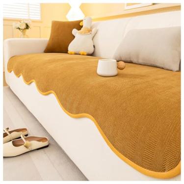 Imagem de SPXMQSS Capas de sofá para sofá secional, capas de assento de sofá de chenille, capa de sofá super macia de 1/2/3/4 lugares, capa de sofá de canto antiderrapante universal F 90 x 210 cm