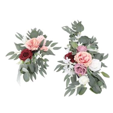 Imagem de ZAWELIYO Flores Artificiais de de Casamento, Decoração Realista Requintada para Ambientes Internos e Externos, 2 Peças para Cerimônia de Casamento, Material de Seda Pe (Rosa Roxo)