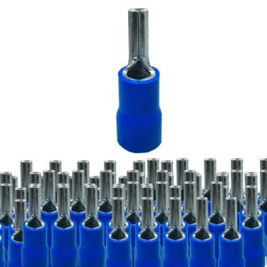 Imagem de Kit 100 terminais pre isolado pino 16mm azul sibratec