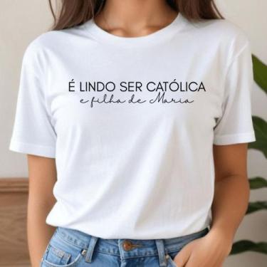 Imagem de Camiseta Camisa T Shirt Filha de Maria Católica Cristã Jesus Mãe de Je