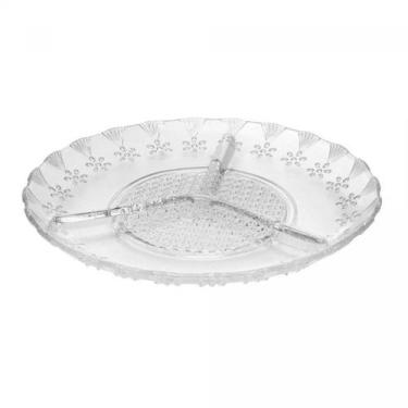 Imagem de Petisqueira de Vidro com 3 Divisórias Floral 19,5cm - Lyor