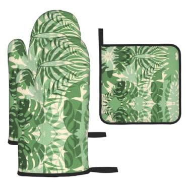 Imagem de Plantas em cascata – Conjunto de cozinha essencial com 3 peças, luvas resistentes ao calor e aderência da tampa, proteção para churrasco no forno, design de armazenamento suspenso.