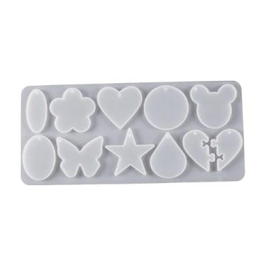 Imagem de QENEQ Conjunto de moldes de joias de resina DIY, moldes de fundição de silicone com coração, estrela, borboleta, formas de animais para fazer pingentes, design de 10 cavidades
