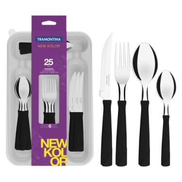 Imagem de Faqueiro 25 Peças Tramontina New Kolor Preto