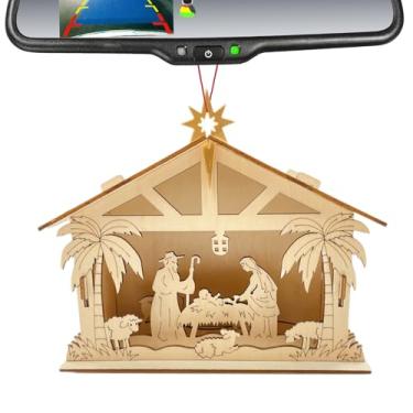 Imagem de Presépio Pequeno - com Luzes LED e Enfeites Religiosos,Cena do Nascimento de Jesus Decoração,para Parede Interior Janela Lareira Árvore Pátio Jardim Escritório