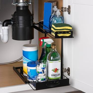Imagem de ClearSpace Organizador embaixo da pia, organizador de armário removível - Organizadores deslizantes de 2 camadas e prateleira de armazenamento - Gaveta deslizante de metal para cozinha, banheiro