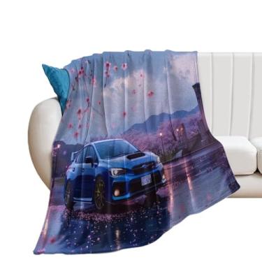 Imagem de HouLaiZhe Cobertor super macio de flanela WRX flor de cerejeira JDM carro arte romântica leve cobertores refrescantes para sofá-cama cadeira sofá carro viagem ao ar livre leve quente 178 x 203 cm