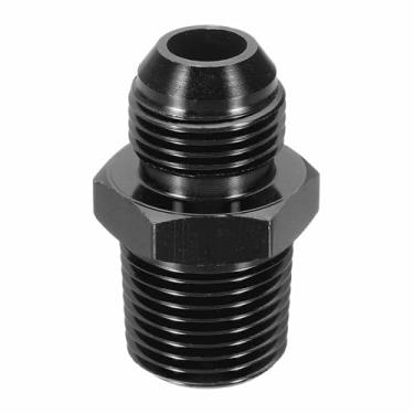 Imagem de HARFINGTON 2 peças 8AN macho para 1/5.1 cm NPT macho adaptador de alargamento reto tubo adaptador de encaixe de linha de mangueira de combustível de alumínio para veículos, preto