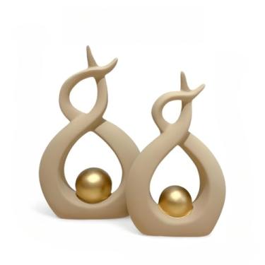 Imagem de Enfeite Rack Sala Estante Aparador Mesa Decoração Casa Escritorio Recepção Clinica Cerâmica Fosco(Camurça)