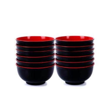 Imagem de Kit 12 Tigelas de Melamina com Colher - Bowl Oriental 1L para Restaurante Japonês (Não Inclui Organizador de Talheres)(Kit 12 Unidades 44% 0FF)