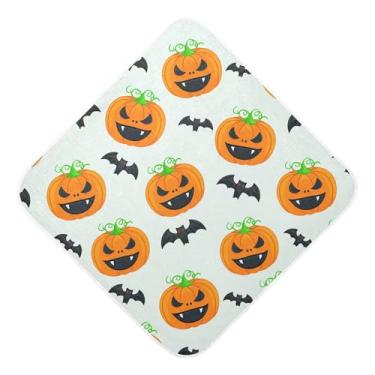 Imagem de Burbuja Toalha de banho de bebê com estampa de abóboras de desenho animado - Toalha com capuz de musselina macia e absorvente para recém-nascidos, 89 x 89 cm