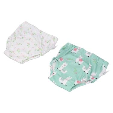 Imagem de aqxreight Calça de Treinamento para Bebês de Algodão, 2 Peças, Absorvente Forte, Lavável, Reutilizável, Elástica, Roupa íntima para Treinamento de Bebês, Faixas Com Padrão de Unicórnio, Cintura e Calças Próximas e do . (Padrão Alpaca)
