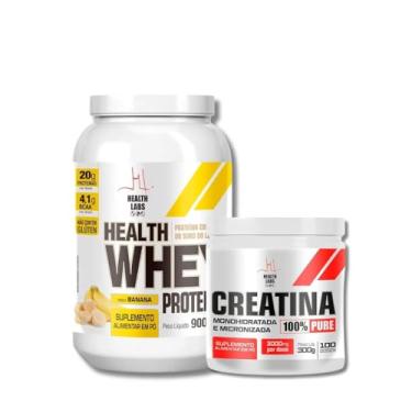 Imagem de Kit Whey Protein 900g Banana + Creatina Monohidratada 300g Health Labs