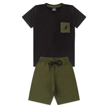 Imagem de Conjunto Infantil Menino Verão Bolso Kangulu Preto-Masculino