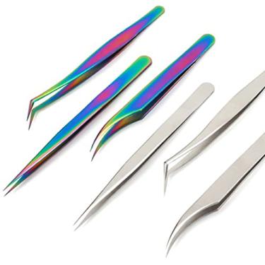 Imagem de ZJchao Cílios Curvos Extensão Tweezer Fecht Finishing Alloy Falseyhashes Applicador para DIY UNIL ART