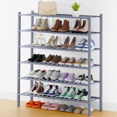 Imagem de Smiry Sapateira, organizador de sapatos de bambu longo de 6 níveis, prateleira empilhável de madeira para armário, entrada, entrada da porta da frente, cinza