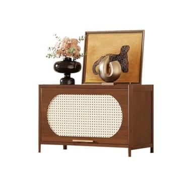 Imagem de hezhuhe2258 Aparador de sala de jantar, aparador baixo de camada única com armazenamento de mesa de canto para sala de estar, estante e exibição de 60 cm