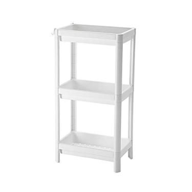Imagem de Organizador de Plástico 3 Andares com Suporte Vertical Ganchos e Prateleiras Malha para Banheiro Cozinha Sala Estar