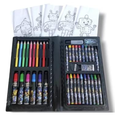 Imagem de Estojo Material Escolar Maleta 48 Peças Completo (PRETO)