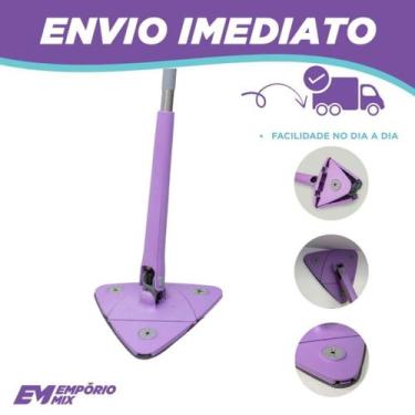 Imagem de Mop De Limpeza Ajustável Giratório 360 Esfregão Triangular Extensível 