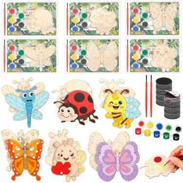 Imagem de Kathfly 24 Pack Valentines Day Bug Paint Set Valentines Insect Wooden Magnet Painting Craft Kit with Cards Valentine DIY Classroom Exchange Gifts for School Class Party