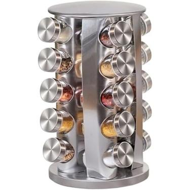 Imagem de Porta Tempero 20 Potes Condimento Inox Suporte Giratório cozinha Decoração