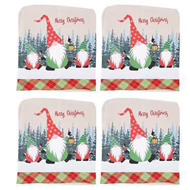 Imagem de SIWOTED 4 peças capas para cadeiras macias elásticas com estampa de Papai Noel capas para cadeiras de jantar para decoração de Natal