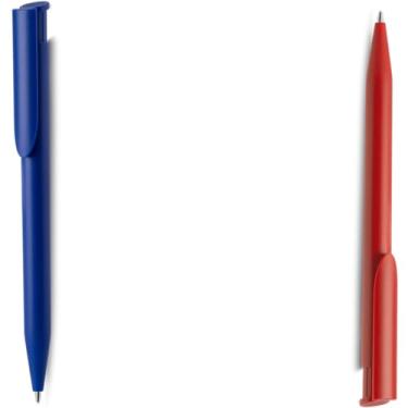 Imagem de Caneta Esferográfica em Alumínio Reciclado, Retrátil, Escrita Azul, Corpo Emborrachado, Ponta Touch, Refil Tipo Parker, Ambidestro, 15g (Azul e Vermelho)