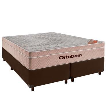 Imagem de Cama Box Marrom Queen + Colchão Molas Ensacadas Airtech Ortobom