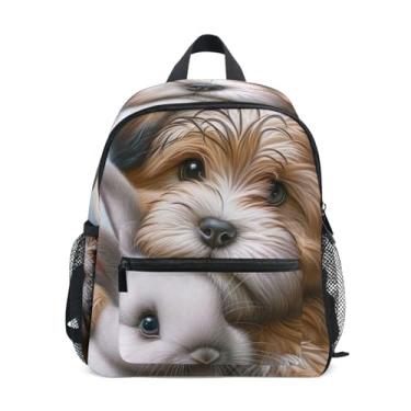 Imagem de GAIGEO Terrier Dog Cute Bunny Kids School Backpack Backpack for Toddler Boys with Front Pocket, Safety Whistle for Ages 3-8