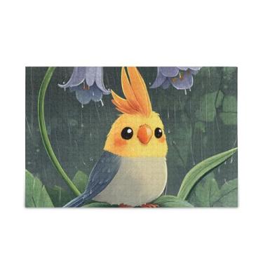 Imagem de Quebra-cabeça fofo de 1000 peças de lírio de calopsita de madeira e papel com bolsa de armazenamento, jogos de quebra-cabeça para adultos