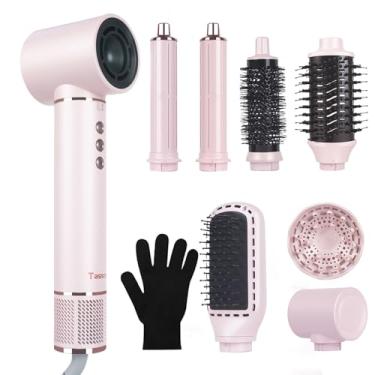 Imagem de Secador De Cabelo Profissional,Aparelho 8 em 1 Com,Modelador de Cabelo,Escova de ar Quente, Secador de Cabelo Com Difusor, Modelador de Cachos e Secador Iônico Para Secagem e Ondulação Rápidas.