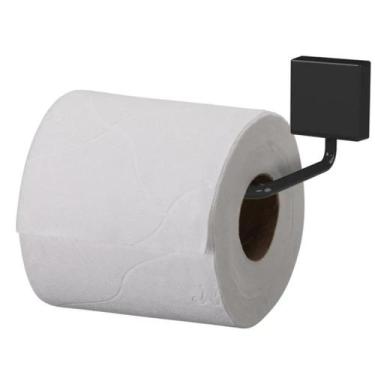 Imagem de Papeleira De Parede Com Fixação Parafuso Porta Papel Higiênico Preto P