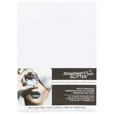 Imagem de Harmony Paper Cartões e envelopes em branco - Mailers brancos com glitter imprimíveis 5x7 para casamentos, convites e saudações - Cartolina pesada sem galpão, tamanho A7, branco cristal, conjunto de