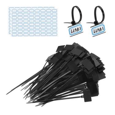 Imagem de PATIKIL Abraçadeiras com zíper de 10 cm, 100 peças, etiquetas de fio de nylon, etiquetas de marcação de fio de nylon, correias de plástico com autobloqueio, escreva com etiquetas de papel para