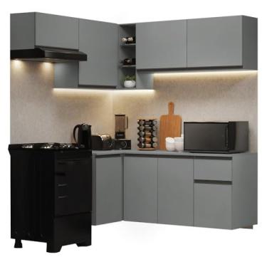 Imagem de Armário de Cozinha Completa de Canto Suspenso 325cm Cinza Nice Madesa 05