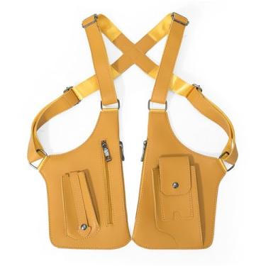 Imagem de Bolsa de ombro masculina retrô | Mochila multifuncional nas axilas para mulheres | Essenciais de viagem ao ar livre, Amarelo, One Size