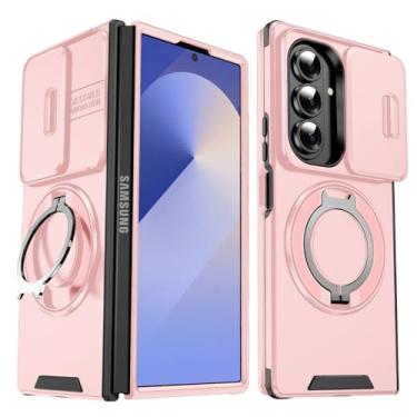 Imagem de MRRSIWEI Capa para Samsung Galaxy Z Fold7 com capa de câmera deslizante, proteção contra quedas de grau militar, resistente à prova de choque, com suporte de rotação de 360° para Galaxy Z Fold 7
