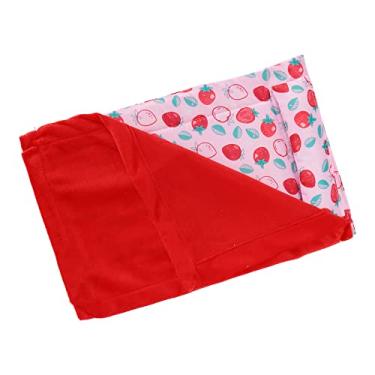 Imagem de Acouto Saco de Dormir para Répteis Cama Macia e Barbuda Com Travesseiro Leopardo Barbudo - Roupa de Cama de Terrário, Areia e Substrato (Morango + colcha vermelha)