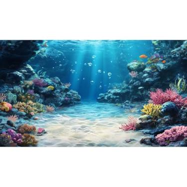 Imagem de Fundo de aquário sob o mar, cena subaquática, recifes de corais, fundo de tanque de peixes, cenário de cama do oceano, areia, afloramentos rochosos, terrário, fundo, mar, diverso, vida marinha, pôster