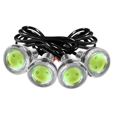 Imagem de JRQLOV 4 peças 23 mm DC 12 V Eagle Eye LED carro neblina DRL luz de corrida diurna traseira reversa luzes de rocha farol farol pequeno uso lâmpada para carro e motocicleta (azul gelo)