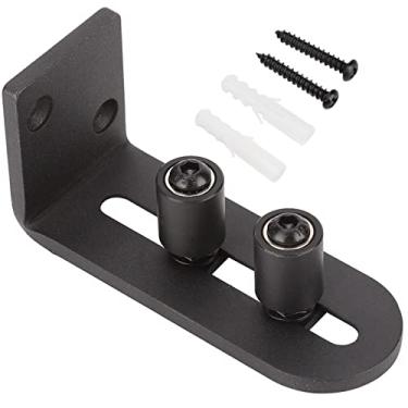 Imagem de Guia de piso deslizante ajustável de aço carbono SIWOTED para acessório de hardware de porta de celeiro (Rodas duplas com rolamentos (pretas))