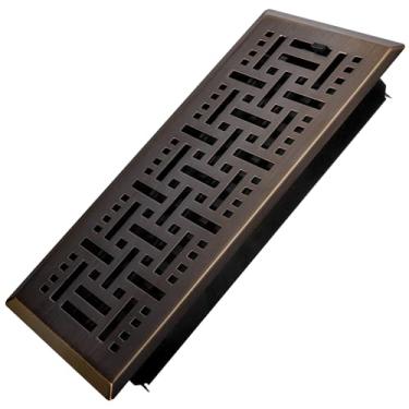 Imagem de CASAJOY Registro de piso de 10 x 25 cm, ventilação de piso de metal resistente, fácil ajuste, suprimento de ar, capas de ventilação decorativas para casa - trama de cesta, bronze preto de arma, 1